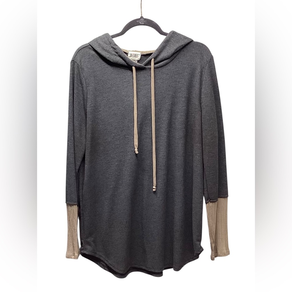 Bibi light weight thermal hoodie Charcoal Gray With Tan Contrast Size XL